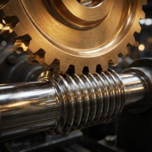 High-precision worm gear and worm shaft engaged in smooth rotational transmission